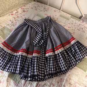 1970s blue gingham vintage square dancing skirt